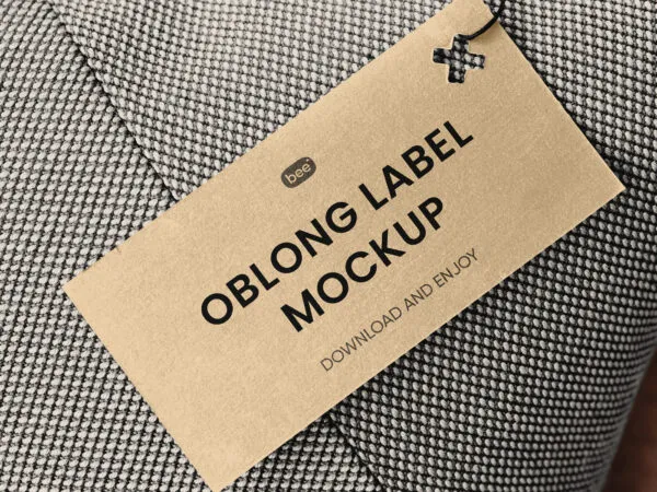 Close up Vision of Eco Label Mockup on Pillow 1