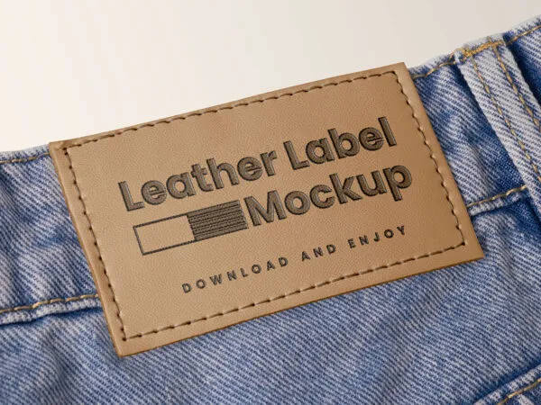 Close up Vision of Jeans Label Mockup 1