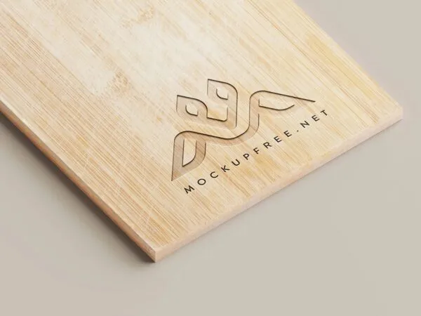 Close up Vision of Logo on Wooden Cutting Board Mockup 1