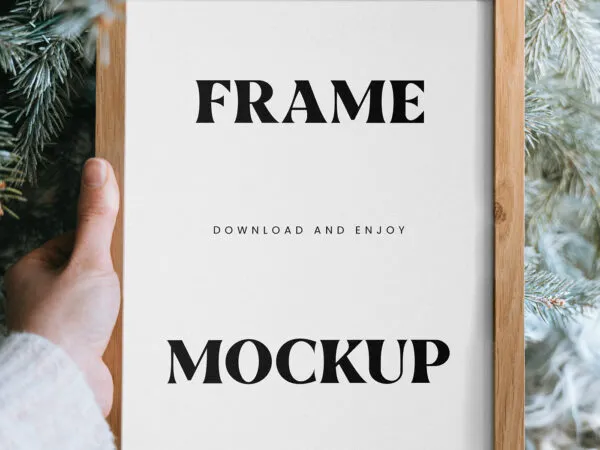 Close up Vision of Wooden Frame Mockup in Hand 1