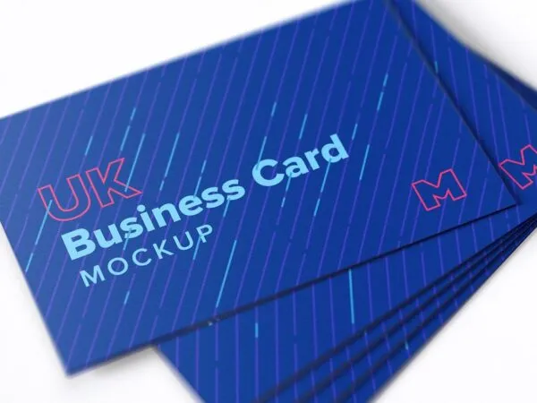 Closeup View of Stack of Business Cards Mockup 1