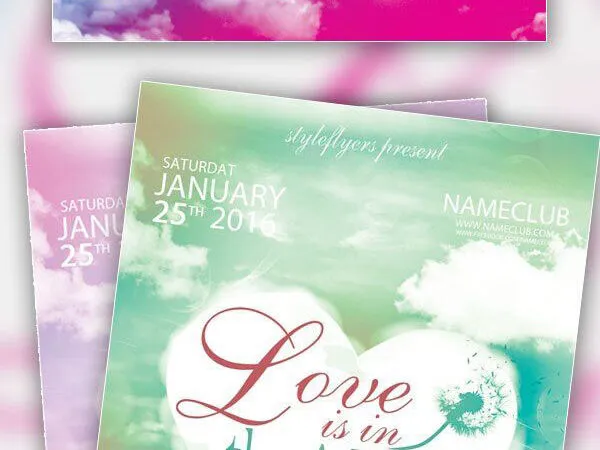Clouds Elegant Love Party Flyer Template 1