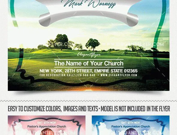 Cloudy Border Pastors Appreciation Flyer and Facebook Cover Template 1