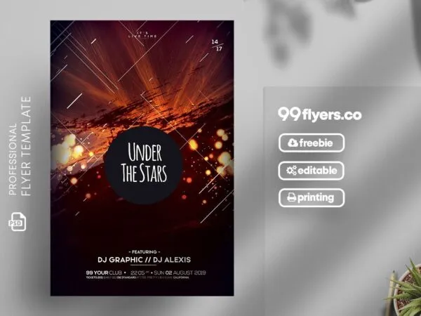 Club Event Flyer Template Featuring Sparkly Sunset Scene 1