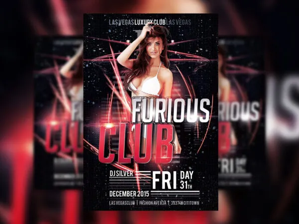 Club Flyer Template Featuring Splashes and Confetti 1