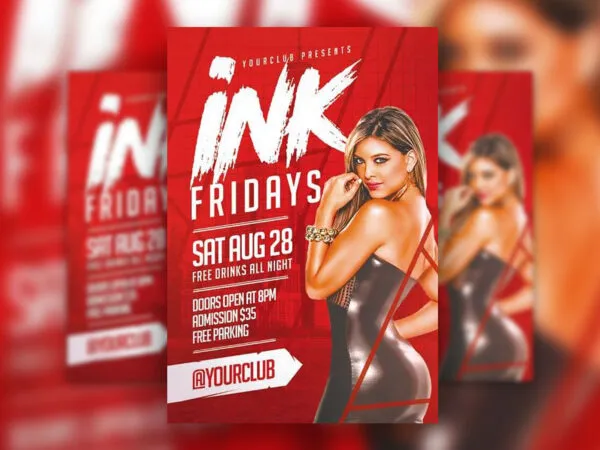 Club Invitation Flyer Template Red Theme 1