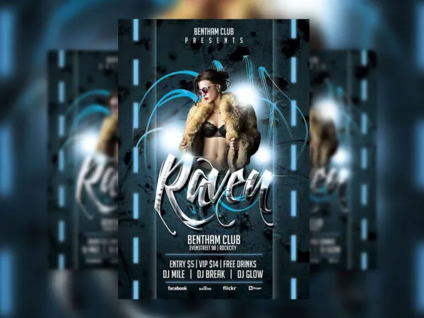 Club Party Flyer Template Featuring Blue Theme 1