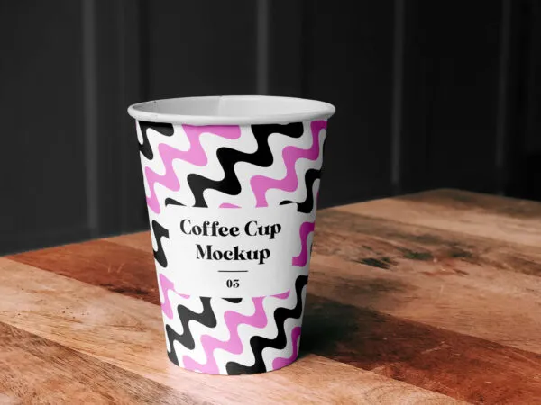 Coffee Cup Mockup on Wooden Table 1