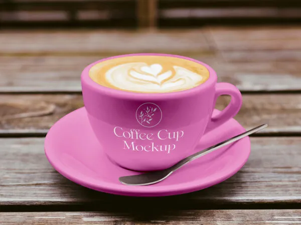 Coffee Cup on Table Mockup 1