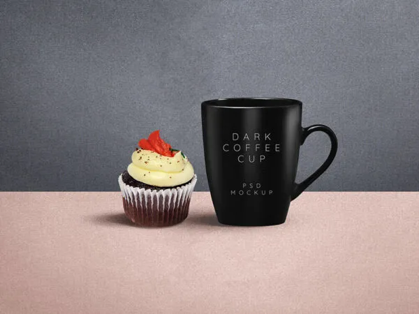 Coffee Mug Mockup with Front View and Cupcake 1