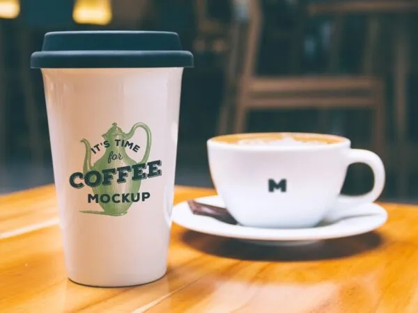 Coffee Mug Mockup with a Cup on Table 1