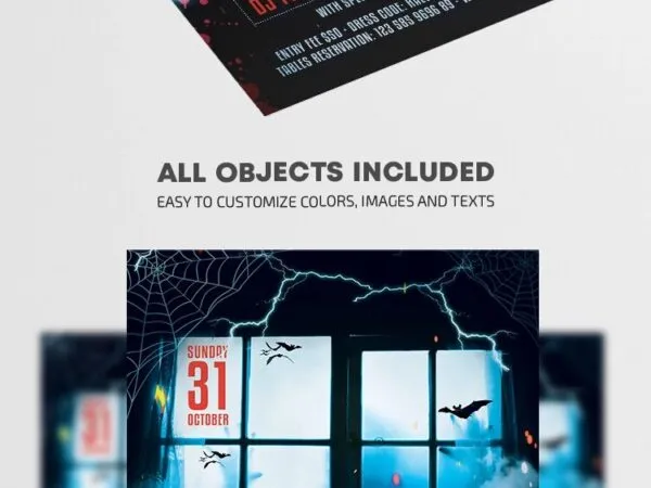Cold Illustrated Cobwebbed Halloween Party Flyer Template 1