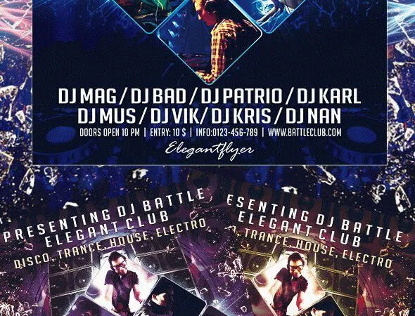 Collage Futuristic DJ Battle Event Flyer Template 1