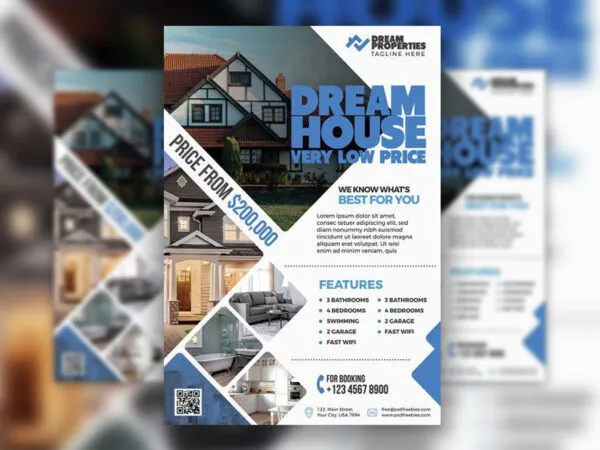 Collage Geometric Real Estate Agency Flyer Template 1