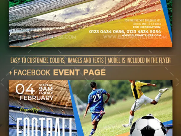 Collage Modern 3D Football League Flyer and Facebook Cover Templates 1