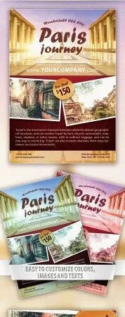 Collage Realistic Paris Journey Flyer Template 1
