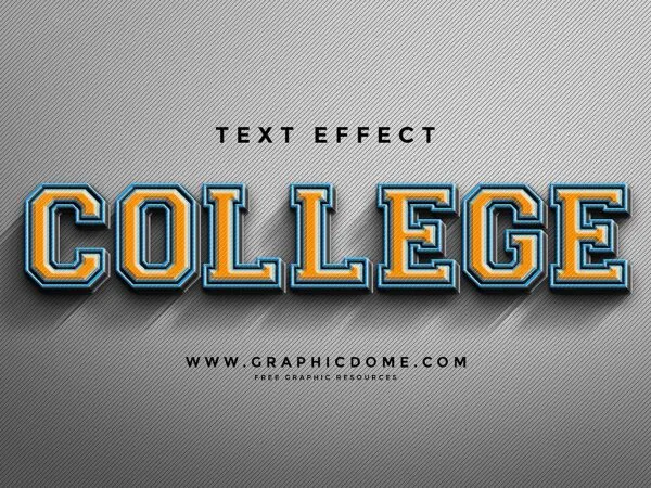 College 3D Text Logo Effect 1