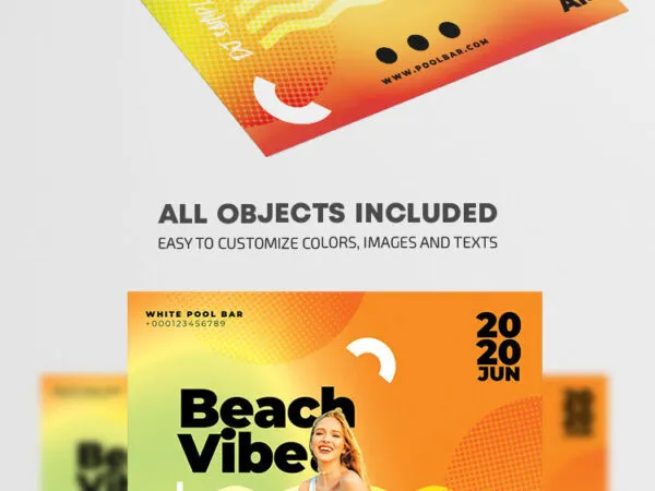 Color Gradient Modern Beach Party Flyer Template 1