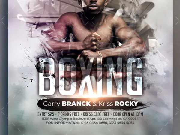 Color Splash Boxing Event Flyer Template and Facebook Cover 1