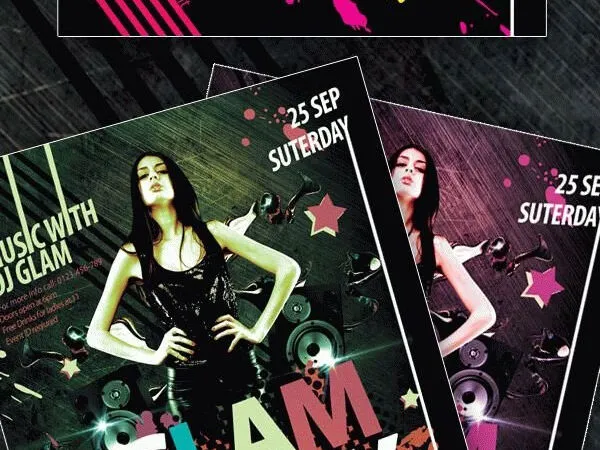 Color Splash Dotty Grunge Night Party Flyer Template 1