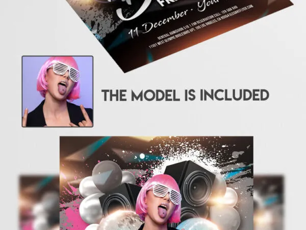 Color Splash Futuristic Night Party Flyer Template 1