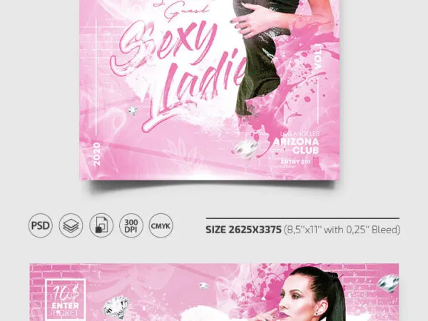Color Splash Ladies Night Flyer Template and Facebook Cover 1