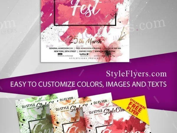 Color Splash Spring Fest Flyer Template 1