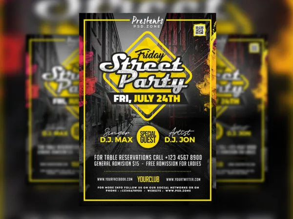 Color Splash Urban Street Party Flyer Template 1