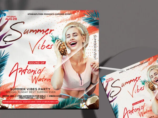 Color Splash and Dots Tropical Summer Party Flyer Instagram Template 1