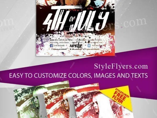 Colorful 4th Of July Grunge Flyer Template 1
