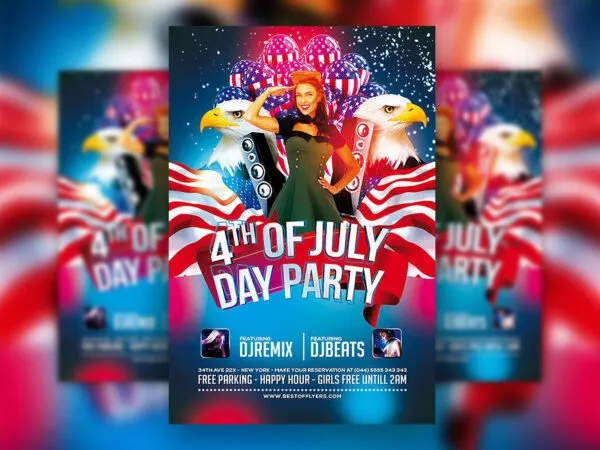 Colorful 4th of July Party Poster and Flyer Template 1