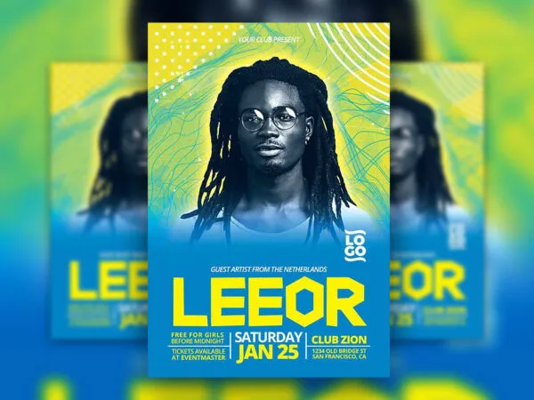 Colorful Abstract DJ Music Party Flyer Template 1