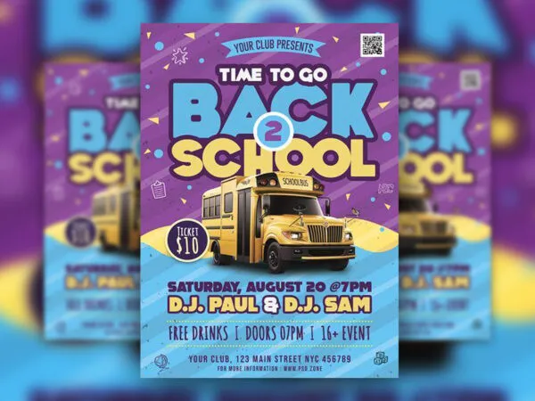 Colorful Back To School Party Flyer Template 1