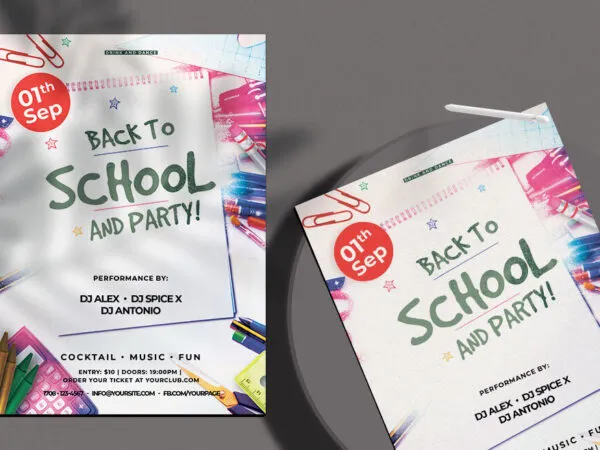 Colorful Back to school Party Flyer Template 1