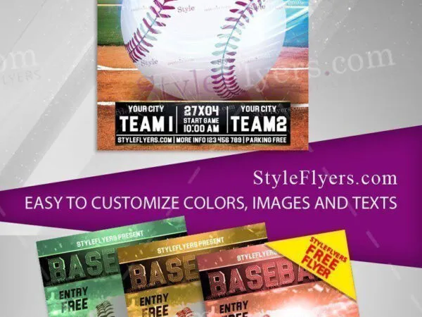 Colorful Baseball Sport Flyer Template 1