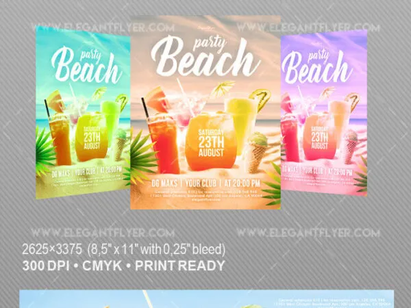 Colorful Border Beach Party Flyer Template 1