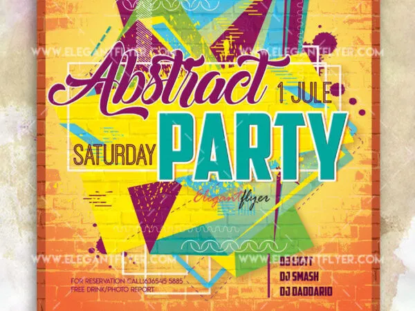 Colorful Border Party Flyer Template and Facebook Cover 1