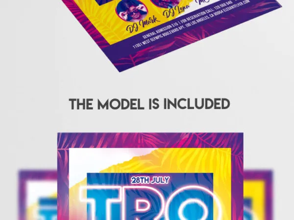 Colorful Border Tropical Night Party Flyer Template 1