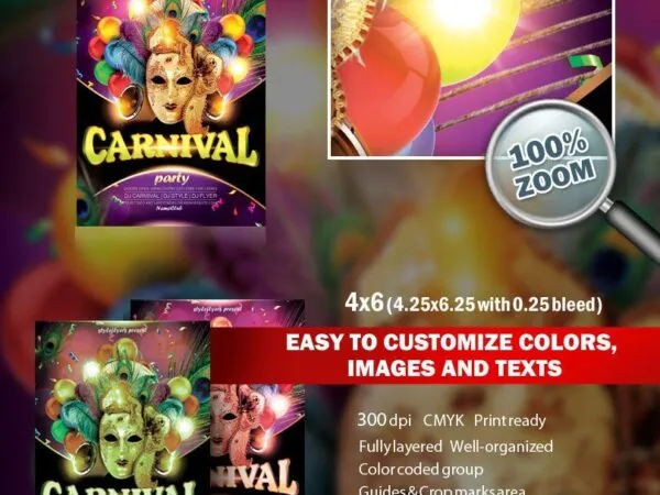Colorful Carnival Party Flyer Template 1