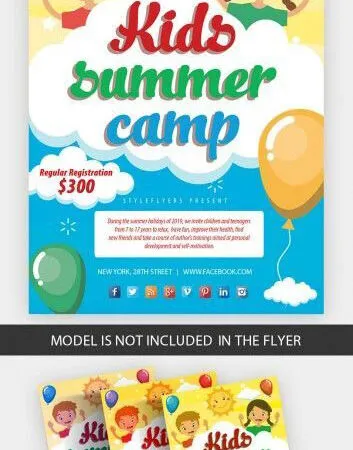 Colorful Cartoon Kids Summer Camp Flyer Template 1