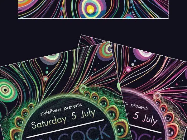 Colorful Circle Illustrated Peacock Party Flyer Template 1
