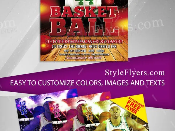 Colorful Classic Basketball Sport Flyer Template 1