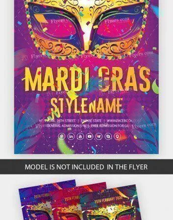 Colorful Classic Mardi Gras Event Flyer Template 1