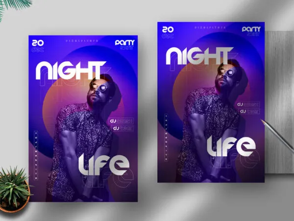 Colorful DJ Night Club Party Flyer Template 1