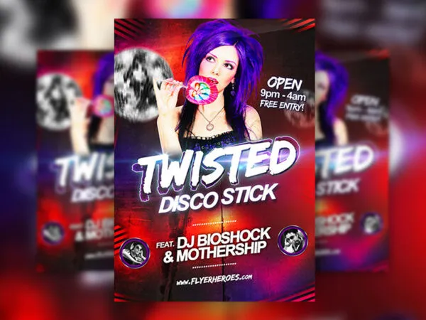 Colorful Disco Party Flyer Template 1