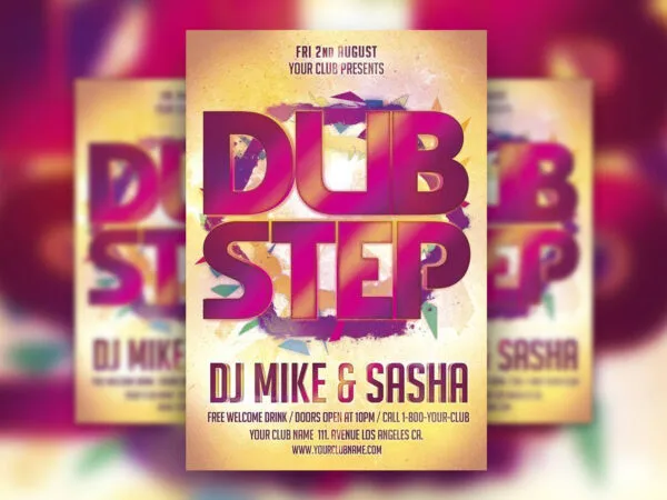 Colorful Dub Step Music and Party Event Flyer Template 1