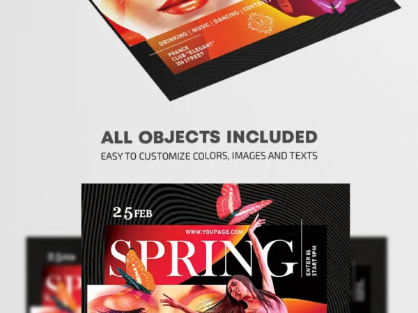 Colorful Feminine Spring Coming Flyer Template 1