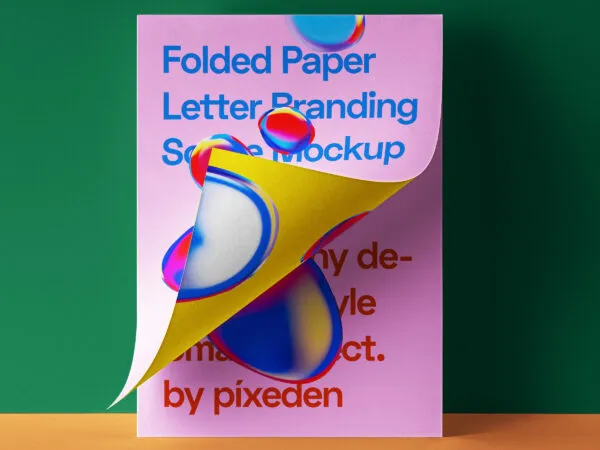 Colorful Folded Letter Paper Mockup 1