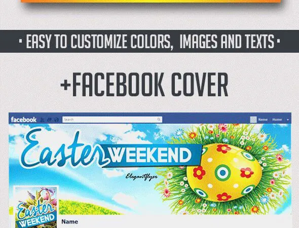 Colorful Fun Easter Celebration Flyer Template and Facebook Cover 1