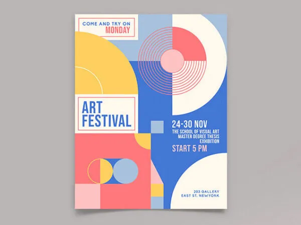Colorful Geometric Art Event Flyer Template 1
